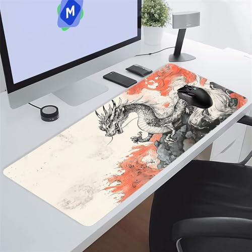 Tappetino Mouse XXL Gaming 1200x600x2 mm Drago Manga Tappetino per Mouse Grande Cuscinetto per Tastiera Grande da Scrivania Gaming Mousepad Lavabile per Ufficio e casa