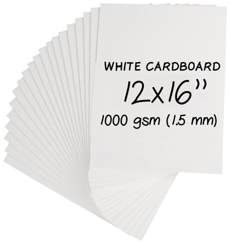 Heavy-Duty Cardboard Sheets 12 x 16 in - 1000 GSM (1.5mm Thick) - 20 Sheets of Card Board for Binding Covers, Book Boards, Backing and Crafts - Sturdy Alternative to Cardstock Paper Sheets