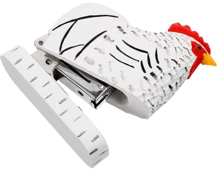 ULTECHNOVO Wooden Rooster Shaped Stapler, Portable Reusable Paper Stapling Tool, Unique Style Desktop Stapler for Home Office Use