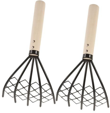 NUOBESTY Seaside Clam Rake Steel Carbon Multipurpose Clam Scraper Wooden Handle For Beach Shellfish Digging