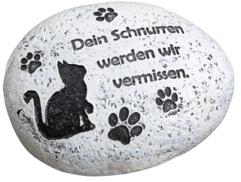 Logbuch-Verlag Gedenkstein Katze mit Spruch Dein Schnurren... 9,5 cm wetterfester Grabstein für Haustiere