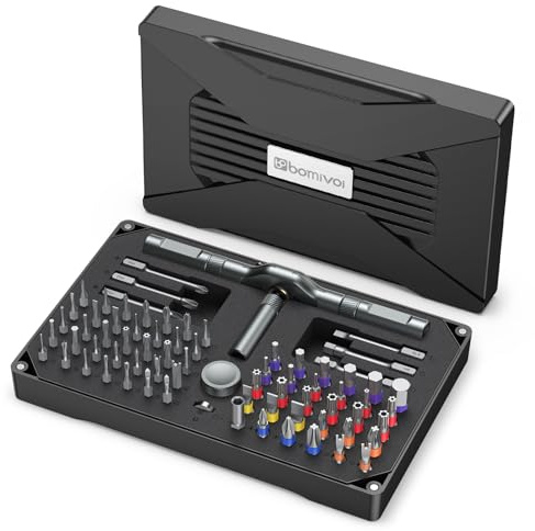 Bomivoi 74 in 1 Magnetic Screwdriver Set, Multi Bit Ratchet Screwdriver Set with Detachable Handle, Repair Tool Kit for Furniture, Precision Electrical Appliance, Bicycle, Ring Doorbell, DIY, Watch