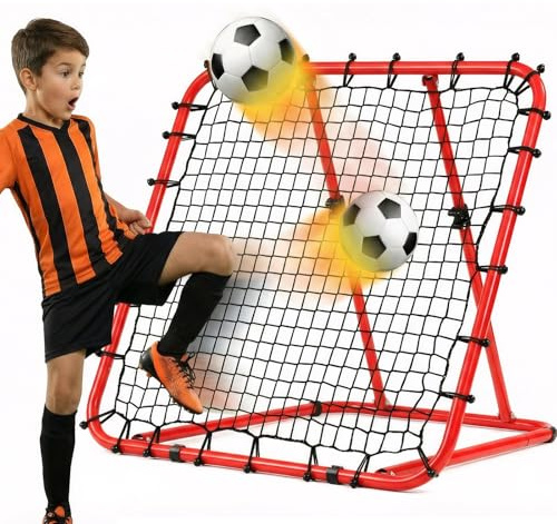 LARMNEE Reboteador de Fútbol con Ángulo Ajustable (0°-75°), Red de Rebote para Fútbol, Portátil, Equipo y Material de Entrenamiento, Red de PE, Interior, Campo