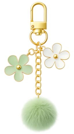 Porte-Clés Floral, Porte-Cléf Fleur de Sac pour Femmes | Cadeaux de Porte-Clé Mignons avec Pompon Duveteux pour Filles et Âmes Sensibles