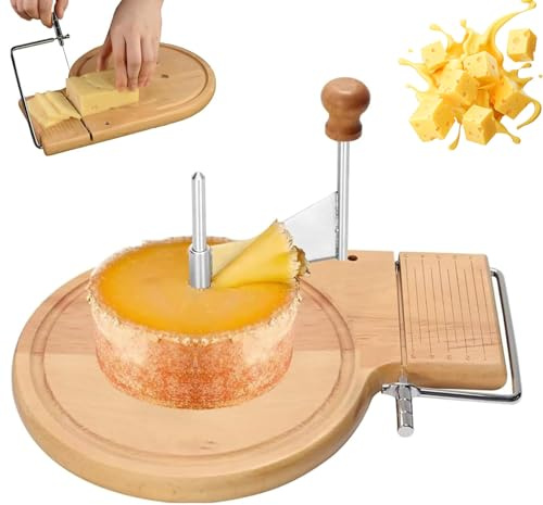 Rizador de Queso de Madera de Haya, Rizador Girolle de Flor de Queso Original, Rizador de Tete de Moine, Espesor Ajustable, Máquina de Afeitar Chocolate Sin Tapa, para Quesos Mantequilla Chocolate