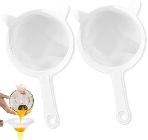 EJRUP 2 Pcs Colador de Tela de Cocina, con Asa, Estilo de Orejas de Gato,Tamiz Coladores Fino de Malla 200 y 400, Colador de Malla de Nailon Fino Ultrafino,Para Filtrar Zumos, Café, Miel, Té