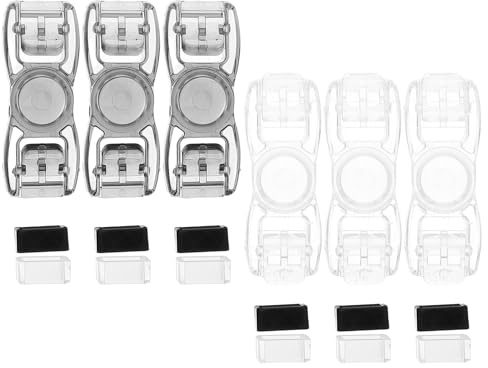 POPETPOP Lot de 6 Boucles à Dégagement Rapide Transparentes et Noires pour Lunettes de Natation – Clips Universels de Rechange pour Ajusteur de Sangle – Accessoires Étanches pour Natation