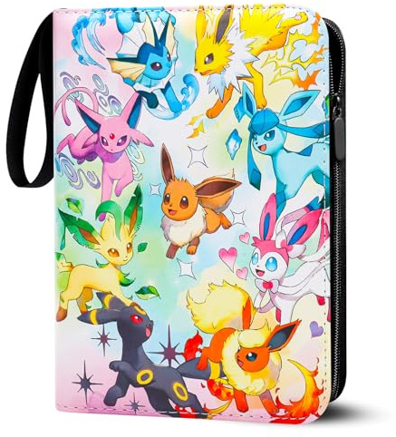 Sammelalbum für Pokemon Karten,50 Seiten 400 Karten Kapazität Sammelkarten Album Sammelmappe Karten Ordner Heft, Tragbar Wasserdicht PU-Material Sammelkartenalben, Geschenk für Kinder - 400