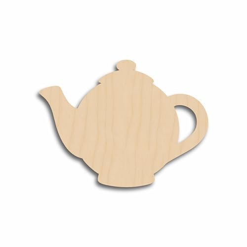 Juego de 10 tetera vintage para manualidades y decoraciones, madera contrachapada de abedul de 3 mm, manualidades en blanco, sin pintar