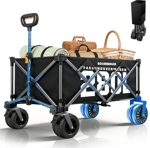 Chariot électrique Pliable, Chariot de Plage avec Moteur sans balais | Conception entièrement Pliable | 280L à 80KG | 3 Vitesses | Chariot à Main Pliable pour Le Camping, Le Jardin (Noir)