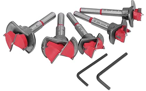 Yosoo Health Gear Set di Punte Forstner Regolabili, Set di Punte per Legno Rivestite in Titanio e Acciaio Al Tungsteno 15mm 35mm, Fori a Fondo Piatto Puliti, Taglio Liscio, Lavorazione del Legno per