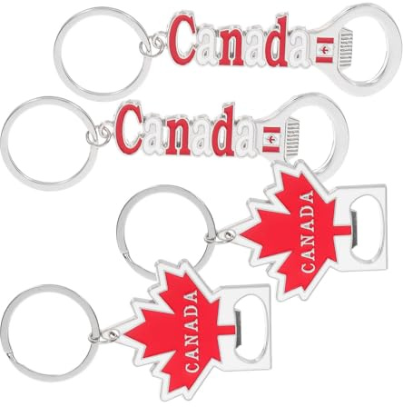 DOITOOL 4 Pezzi Portachiavi Canada in Lega di Zinco con Apribottiglie Resistente e Design Unico, Souvenir per Celebrazioni e Anniversari di Viaggio