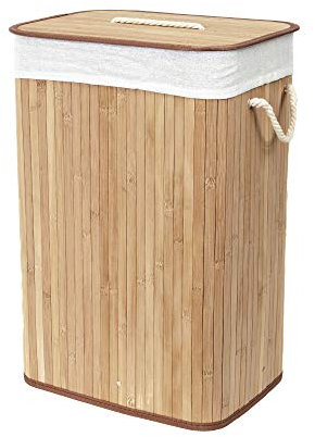 Compactor Portabiancheria Rettangolare XXL in Bamboo ROSS, 40x30x60 cm, Colore Naturale