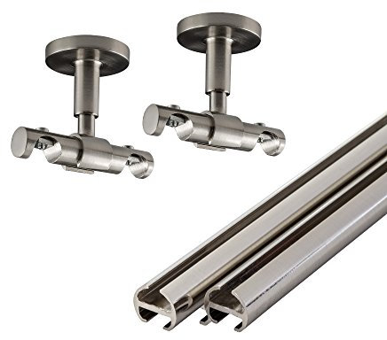 Victoria M. Bastone per Tende a Doppio Binario, Asta per Tende con Supporto a Soffitto, Argento, 2 x 160 cm