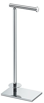 Gatco 1443C Modern Square Base Toilet Paper Holder Stand with Storage, Chrome, 21.13 H