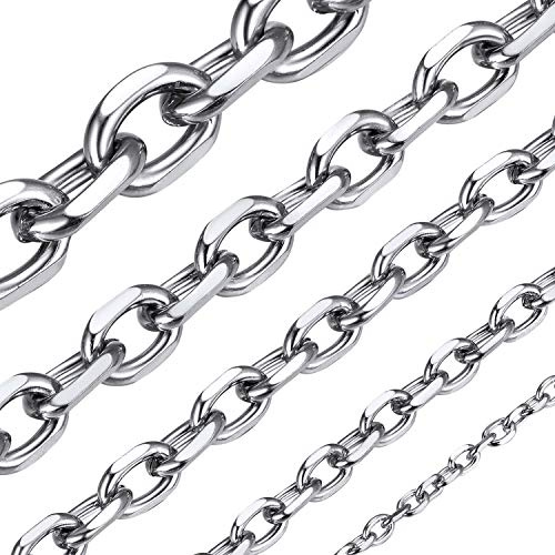 Stainless Steel Cable Chain Necklace for Men, Rolo Cable Chain Cable Mens Chains Hip Hop Jewelry Gift 5mm 20