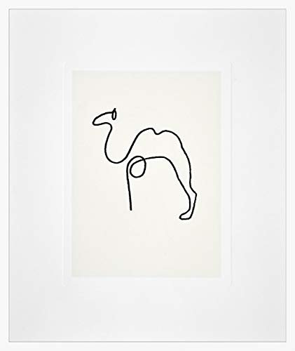nielsen HOME Bild mit Rahmen 50x60 cm (hoch) - Picasso Le Chameau I das Kamel - Kunstdruck - Holzrahmen Weiß - Premium Poster gerahmt made in Germany
