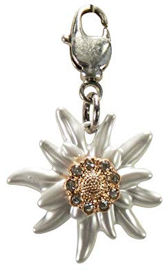 Alpenflüstern Trachten-Anhänger Strass-Edelweiß klein für Charivari oder Trachtenkette (bicolor) AAH179