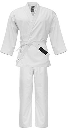 ULTIMATE FIGHT GEAR UFG Middle Weight Karate Uniform Gi - Kids Adults Unisex (Belt Included) (White, 000)