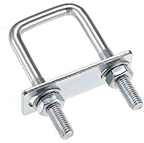 sourcing map Cuadrados U Pernos 1-3/8 (35 mm) Interior Ancho 80mm Longitud Carbono Acero M8 con Tuercas, Placa, Arandelas 2 Conjuntos