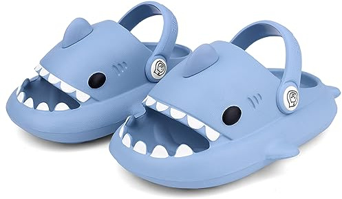 Strandflikar för Flicka Pojke Haj Duschskor Halkfria Tiger Pool Skor Sandaler Ljus Sommar Shark Slippers, 3 blå haj, 29/30 EU