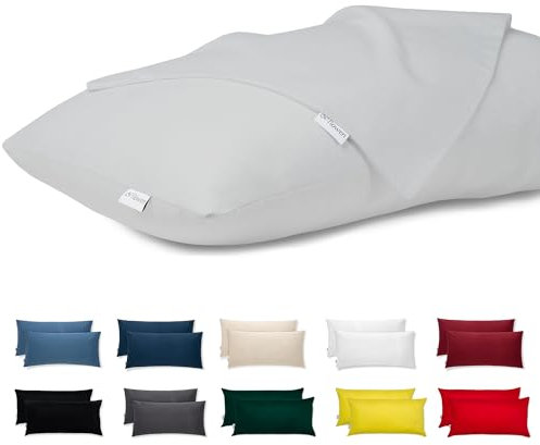 Kissenbezug 30x50 Baumwolle Premium Satin 2er Set Kissenhülle Deko für Kissen Bett/Sofa Stoff Superweicher Resistent Hypoallergen Anti-Milben Kopfkissenbezug mit Verdecktem Zip Voll Waschbar