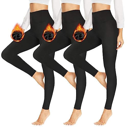 HLTPRO Thermo Leggings Damen High Waist Gefüttert im Winter für Sport Yoga | Fleece-Gefüttert, Blickdicht, Superweich & Warm–Thermohose, Strumpfhosen und Thermounterwäsche in einem