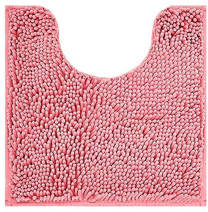 Fudaiki WC Vorleger Badezimmerteppich U-förmiger Kontur-Toilettenvorleger Badvorleger Badeteppich rutschfeste Badematte für Badezimmer, Boden, Toilette U 50x40cm Rosa