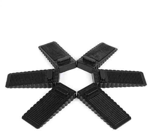 DasWas 6 Fermaporta in Gomma Antiscivolo | Fermaporta in Silicone per Tutti i Pavimenti | Ferma Porta e Finestra Impilabile per Fissare Tutte le Porte in Cucina, Ufficio, Porta D'ingresso - Nero