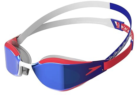 Speedo Unisex Erwachsene Fastskin Hyper Elite Schwimmbrille | Wettkampfschwimmbrille | Performance| Training| Hydrodynamisch Schwimmbrille, Watermelon/True Cobalt/Weiß, Einheitsgröße