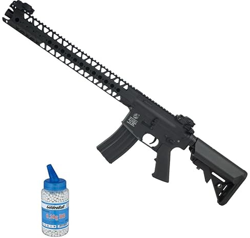 Colt M4 Harvest AEG nera Full Metal elettrica (6 mm) | Fucile Airsoft (pallini in PVC) calibro 6 mm + caricatore 1000 pallini 0,20 g. (Potenza: 0,9 joule)