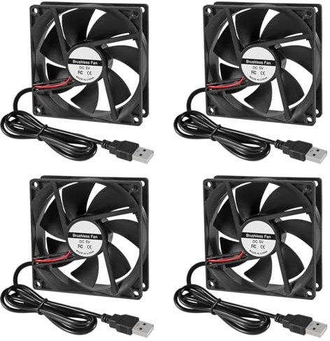 4 Stück DC 5 V 12025 Lüfter mit Kugellager, bürstenlos, 120 x 120 x 25 mm, USB-Computer-PC-Lüfter für Computergehäuse, Lüfter, CPU-Kühler, Heizkörper