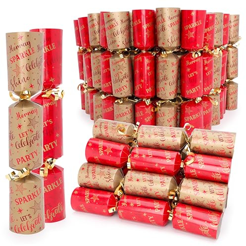 Toyland® 50er-Packung – 10 Zoll „Let’s Celebrate“-Weihnachtsparty-Geschenk – ideal für Catering, Weihnachtsfeiern und Events (Rot und Gold)