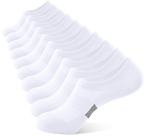 BUDERMMY Trainer Socks for Womens No Show Ankle Socks Invisible Non Slip Ladies Cotton Sports socks Low Cut Casual Socks Women 5 Pairs (UK, Numeric, 6, 8, Regular, Regular, white)