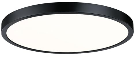 senroyal Flush Mount Ceiling Light Fixture, 14 Inch LED Modern Kitchen Light, Slim Dimmable Black Flush Mount Light for Low Ceiling, Laundry, Hallway, Metal and Glass Lighting, 26W, 3000K