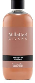 Millefiori Milano – Fragranza Ricarica per Diffusore a Bastoncini 500 ml, Rose Espresso – Profumatore Ambiente Raffinato con Note Fiorite e Intense