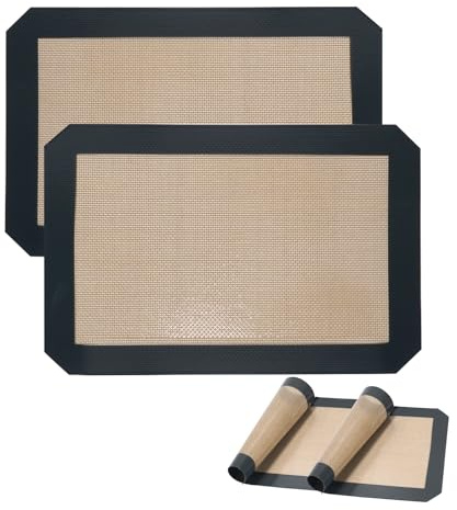 Axinost Lot de 2 tapis de cuisson en silicone - 30 x 21 cm - Réutilisables - Sans BPA - Antiadhésif - Pour biscuits, pain, fondant, pâtisserie, pizza