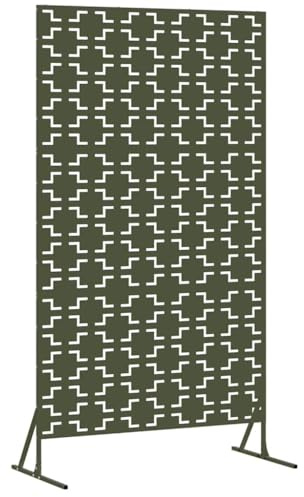 vidaXL Sichtschutz Oliv 100 x 50 x 180 cm Stahl, Moderner Sichtschutz für Garten und Terrasse, Outdoor Raumteiler, rechteckiges Stahlpaneel