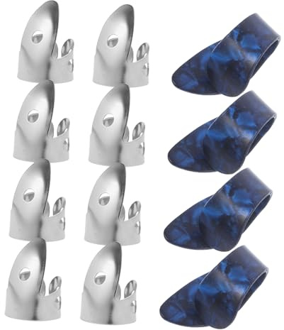 Gitarrenplektren 12 Stück für Gitarre und Bass, Blaue | Kunststoff und Metall, Leicht und Angenehm zu Halten, für Übung und Bühne, für Anfänger