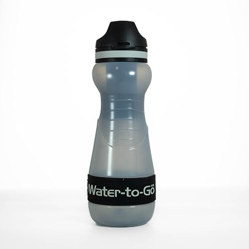 WATER-TO-GO Gourde de 0,55 l avec filtre direct de la rivière, du lac ou du canalisation, ultra légère et sans BPA, capacité de filtration de 200 l, parfaite pour voyage, kayak, camping, etc (noir)
