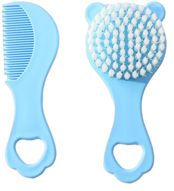 Baby-Haarbürste und Kamm-Set für Neugeborene, sanfte Kopfhautpflege mit Cartoon-Bär-Design, für die tägliche Fellpflege und Reisen, Cartoon-Bär-Design