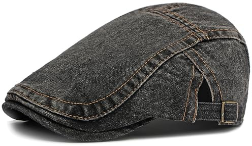 Buywis Denim Newsboy Cap for Men Ivy Gatsby Golf Hunting Cabbie Beret Hats | Women Newsboy Flat Cap, Lightweight Breathable, Adjustable, All Seasons Wear for Golf Driving Fishing Hiking