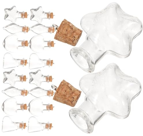 LRXIYODE Mini Bouteilles en Verre Transparent Bouchon en Liège Naturel, Lot de 20 Flacons Miniatures Décoratifs, Accessoires DIY pour Rangement Et Créations Artisanales