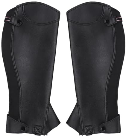 TOPINCN Ridning Halv Chap Lätt Mikrofiber Equestrian Halv Andas Halv Chaps Svart Ridning Half Chaps för Barn (3xl)