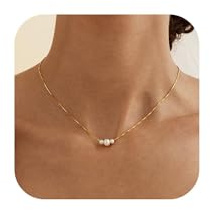 Fezodo Perlenkette Damen, Wasserfest 18K Gold/Silber Vergoldet Perlenkette | Perlenohrringe Set mit Perlenarmband, Verstellbares Brautschmuck Gold Halskette für Frauen Damen Schmuck