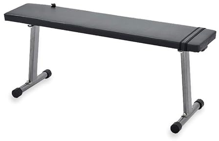 EG Flat Weight Bench, Strength Training Dumbbell Bench with Padded Cushion and Sit Up Straps, 114 x 35 x 45 cm