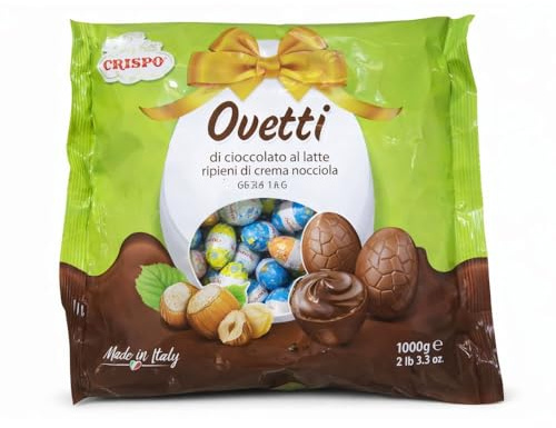 Huevitos de Chocolate Rellenos de Crema de Avellana 1KG – 55% Relleno Cremoso – Chocolate con Leche – Ideal Pascua y Candy Bar