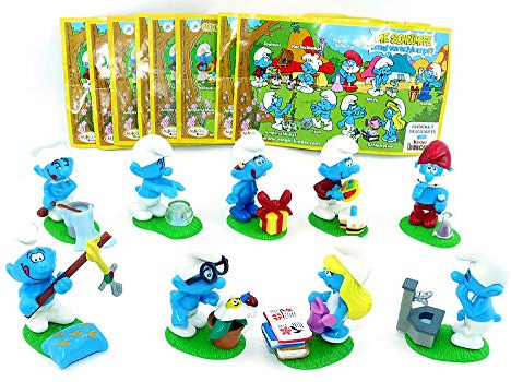 Kinder Überraschung 9 Schlumpf Figuren der Serie total verschlumpft von 2008 (Komplettsätze)