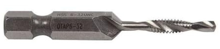 Greenlee DTAP6-32 Combination Drill/Tap Countersink Drill Bit for up to 10-Gauge Metal, Combination Drill, Tap, and Deburr Bit with Quick Change Hex, 6-32 NC