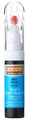 Hycote Matt Black Touch Up Paint with 2-in-1 Fine Brush & Precision Nib, 12.5ml – Repair Chips, Scratches & Imperfections on Paintwork | Double Acrylic Formula for Excellent Coverage
